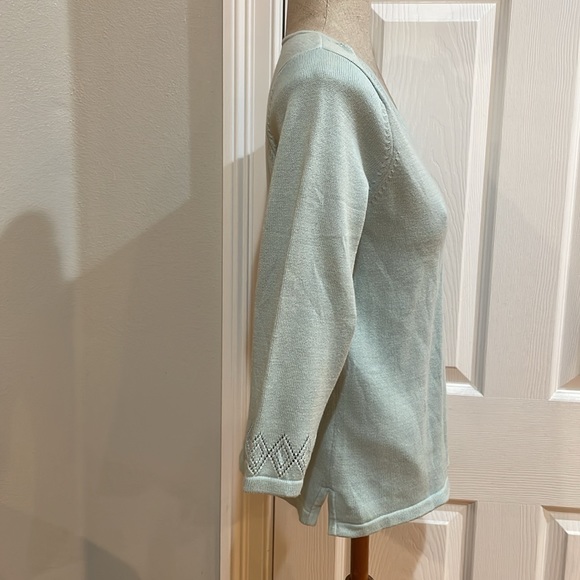 Jeanne Pierre petites sweater pull over 100% cotton green women’s size S small - Picture 4 of 10